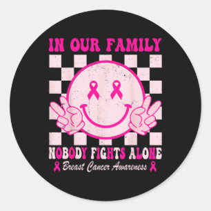 Adesivo Redondo Mês de consciência do câncer de mama Groovy Pink D