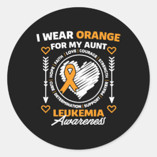 Adesivo Redondo Mês De Consciência Eu Visto Laranja Para Minha Tia