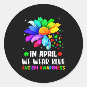 Adesivo Redondo Mês de Conscientização do Autismo Em Abril Nós Usa