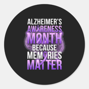 Adesivo Redondo Mês de conscientização sobre Alzheimer laço roxo M