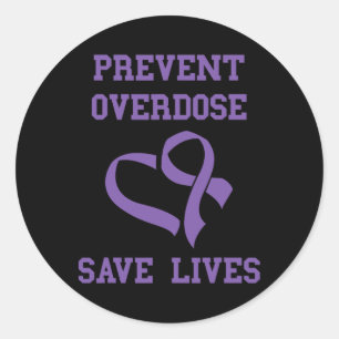 Adesivo Redondo Mês de Conscientização sobre Overdose Prevenir Ove
