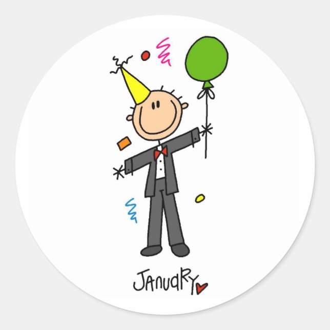 Adesivo Redondo Mês de janeiro (Frente)