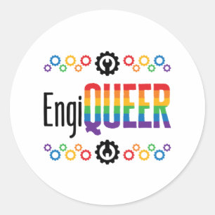 Adesivo Redondo Mês do Orgulho do Engenheiro Gay Engenheiro