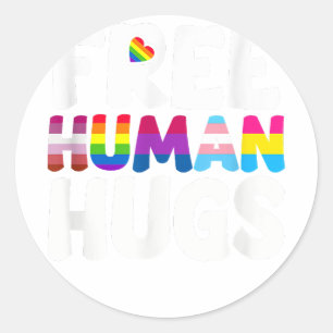 Adesivo Redondo Mês do Orgulho LGBT dos Abraços Humanos Livres
