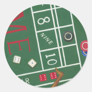 Adesivo Redondo Mesa de cassino com Chips e Dice