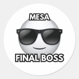 Adesivo Redondo Mesa Final Boss Cool Emoji Sticker