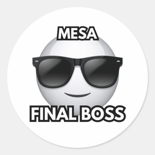 Adesivo Redondo Mesa Final Boss Cool Emoji Sticker (Frente)