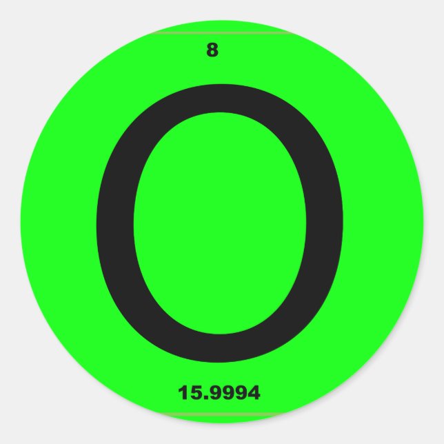 Adesivo Redondo Mesa periódica Carta O (Frente)