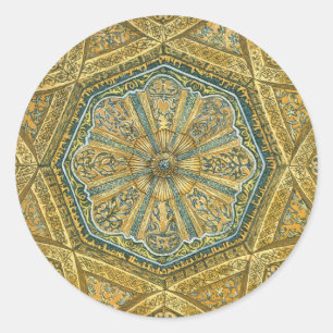 Adesivo Redondo Mesquita da espanha de Córdova. Cúpula do Mihrab