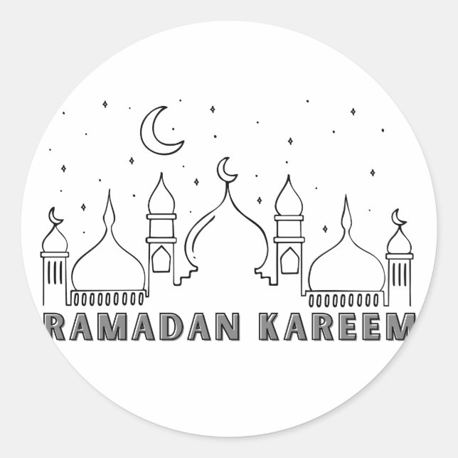 Adesivo Redondo Mesquita negra Ramadan Kareem (Frente)