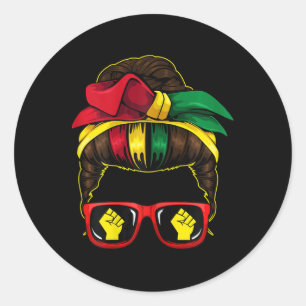 Adesivo Redondo Messbun Power Fist Junteenésimo Melanin African Am