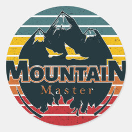 Adesivo Redondo Mestre das Montanhas Retro Sunset