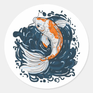 Adesivo Redondo Mestre de flexão de água de Koi Fish