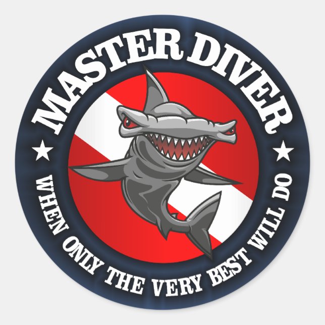 Adesivo Redondo Mestre Diver (Hammerhead) (Frente)