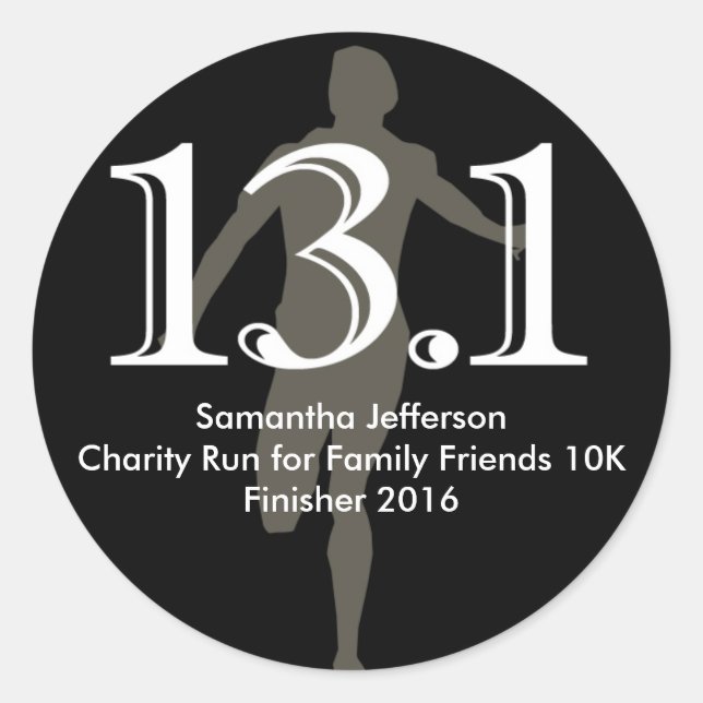 Adesivo Redondo Mestre Personalizado 13.1 Meia Maratona (Frente)