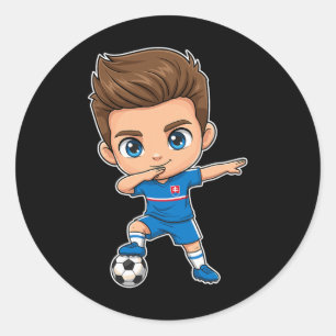Adesivo Redondo Meta da Eslováquia Dab Kid Cartoon Bandeira Eslova