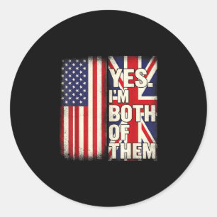 Adesivo Redondo Metade americano metade britânico bandeira dos EUA
