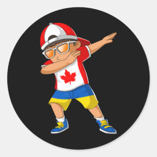 Adesivo Redondo Metade Canadense Metade Ucraniano Rapaz Canadá Ucr