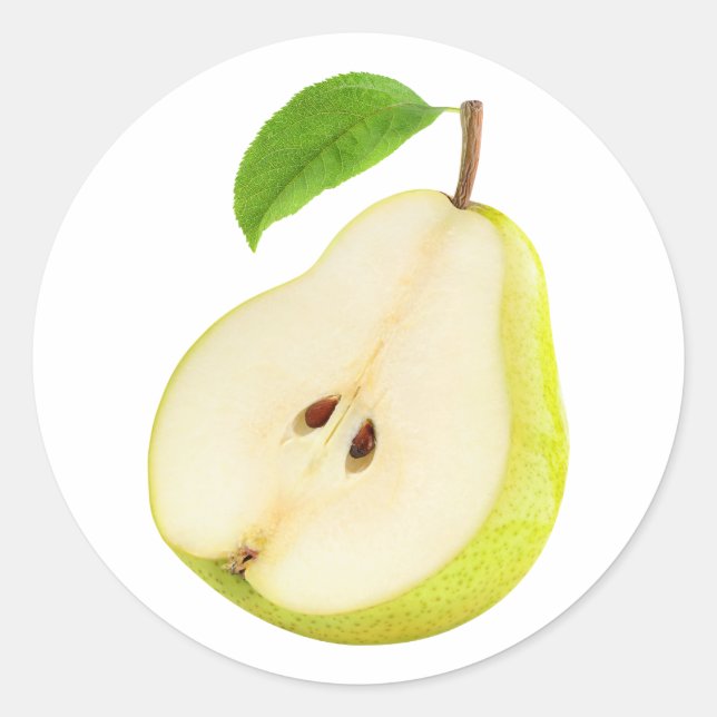 Adesivo Redondo Metade da pera amarela (Frente)