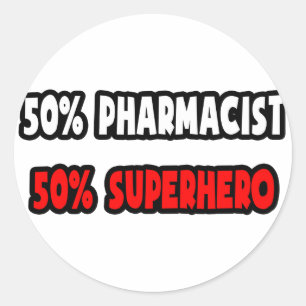 Adesivo Redondo Metade de Farmacêutico... Super-herói