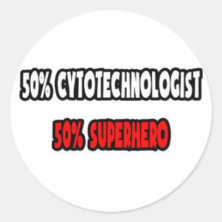 Adesivo Redondo Metade do Citotecnólogo... Half Superherói