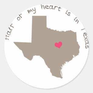 Adesivo Redondo Metade do meu coração está no Texas
