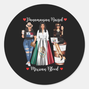 Adesivo Redondo Metade Do Panamá, Meio Mexicano, Levantou Bandeira