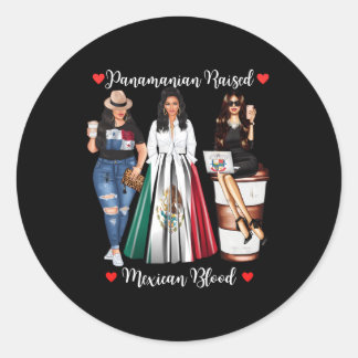 Adesivo Redondo Metade Do Panamá, Meio Mexicano, Levantou Bandeira