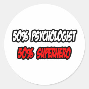 Adesivo Redondo Metade Psicóloga... Metade Superherói