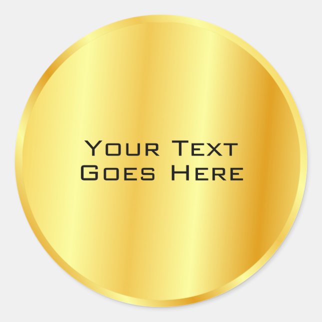 Adesivo Redondo Metálico Dourado Falso Adicione Seu Texto Personal (Frente)