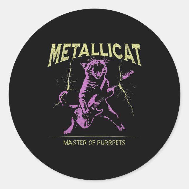 Adesivo Redondo Metallicat Master Of Purrpets  (Frente)