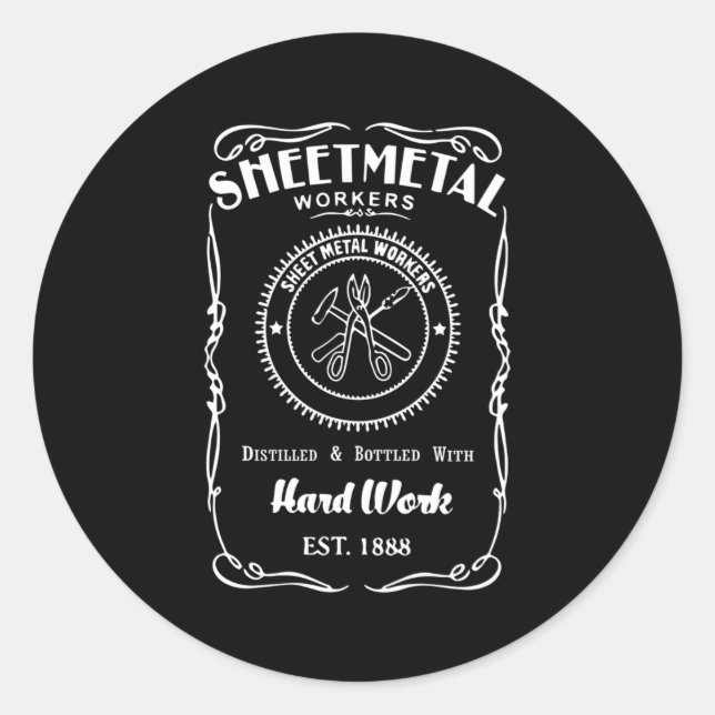 Adesivo Redondo metalúrgico para trabalhadores de metal em folha (Frente)