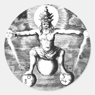 Adesivo Redondo Metamorfose de metais na alquimia