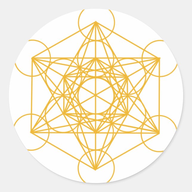 Adesivo Redondo Metatron Cube Dourado (Frente)