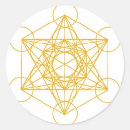 Adesivo Redondo Metatron Cube Dourado