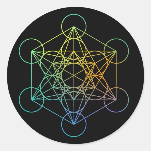 Adesivo Redondo Metatron Cube Geometria Sagrada (Frente)