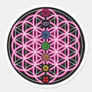 Adesivo Redondo Metatrons Cube, Chakras, Centros de Energia Cósmic