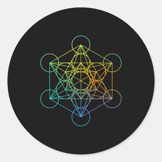 Adesivo Redondo Metatrons Cube Sacred Geometry Funny Family Retro  (Frente)