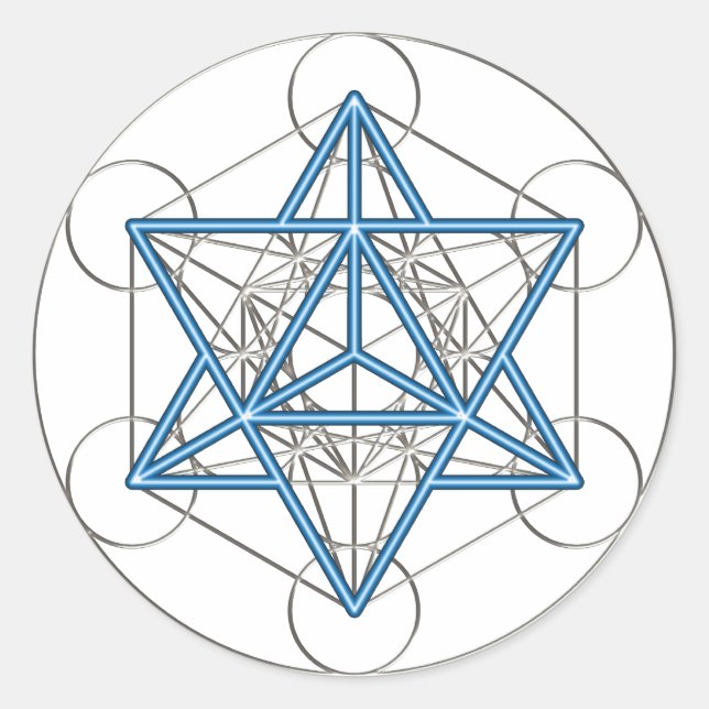 Adesivo Redondo Metatrons cubo - Merkaba estrela Tetraeder - (Frente)