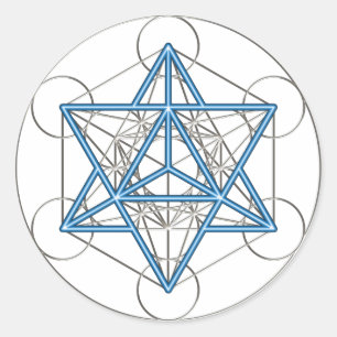 Adesivo Redondo Metatrons cubo - Merkaba estrela Tetraeder -