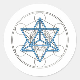 Adesivo Redondo Metatrons cubo - Merkaba estrela Tetraeder -