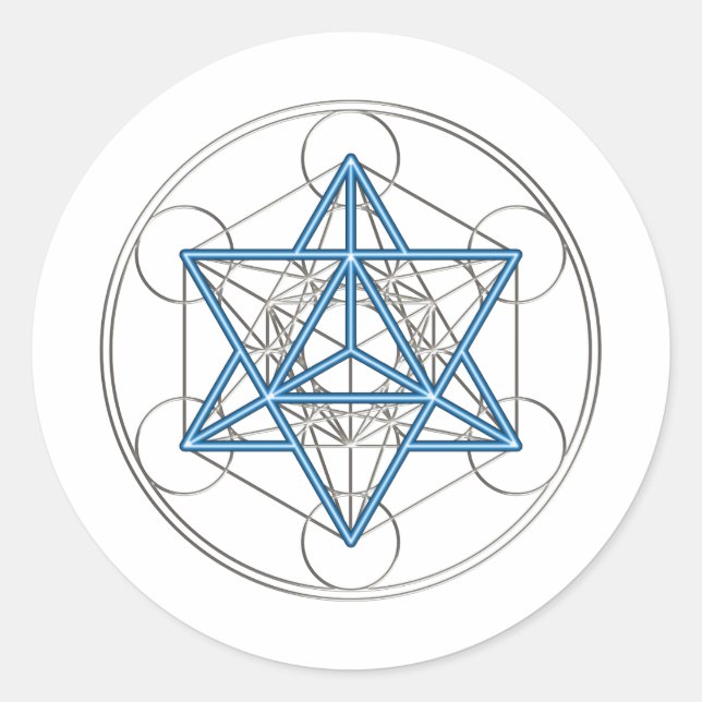 Adesivo Redondo Metatrons cubo - Merkaba estrela Tetraeder - (Frente)