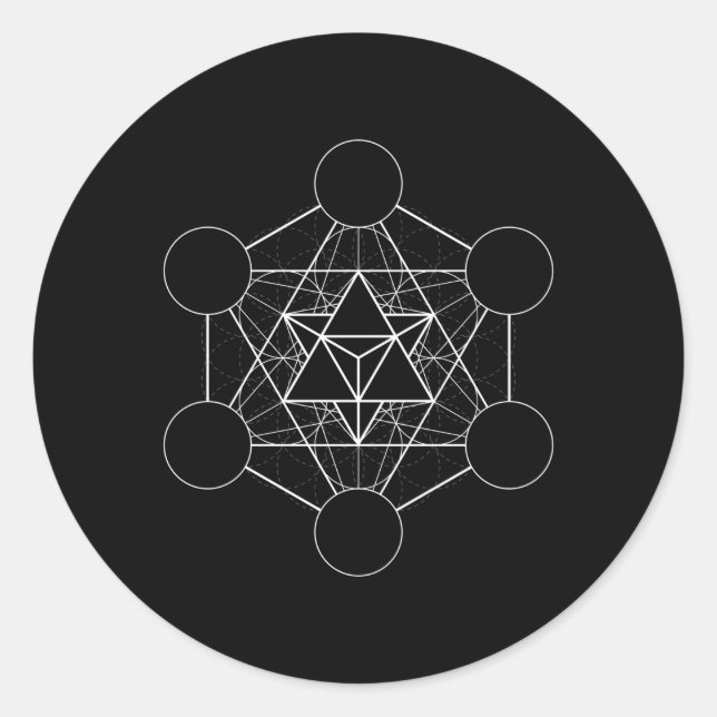 Adesivo Redondo Metatrons Merkaba Geometria Sagrada (Frente)