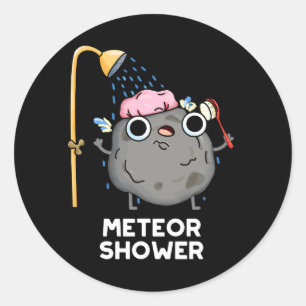 Adesivo Redondo Meteor Chá Funny Science Pun Dark BG