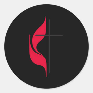 Adesivo Redondo Methodist Cross Flag Christian Methodista Protesta