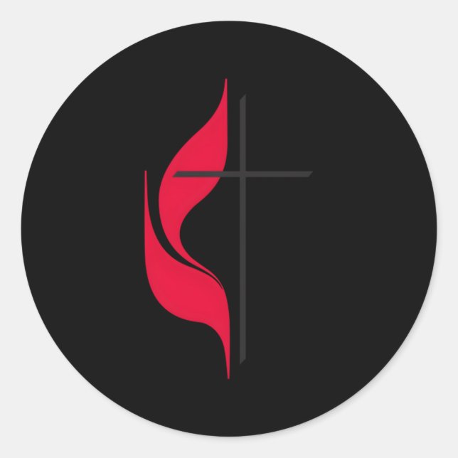 Adesivo Redondo Methodist Cross Flag Christian Methodista Protesta (Frente)