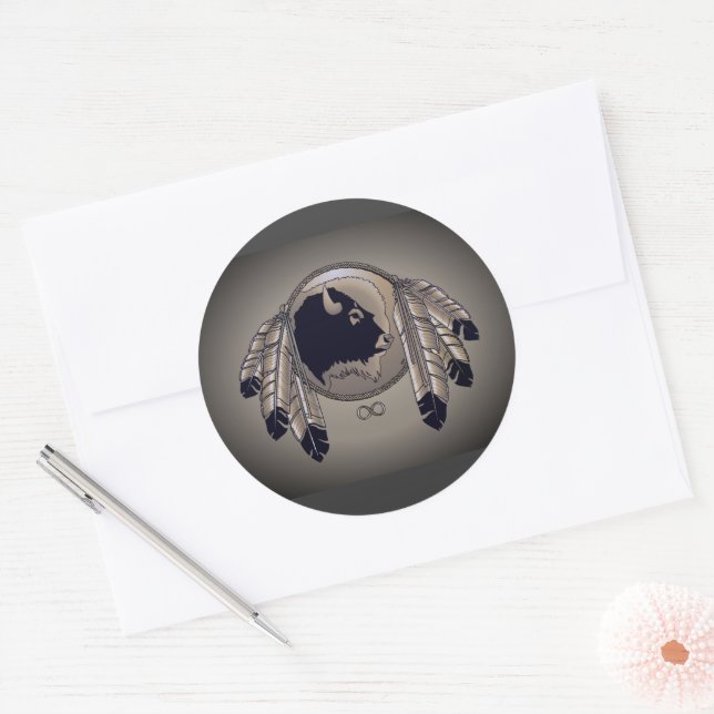 Adesivo Redondo Metis Art Stickers Nativos Buffalo (Envelope)