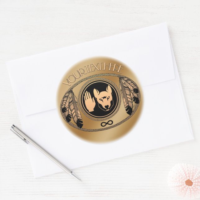 Adesivo Redondo Metis Flag Art Stickers First Nações Wolf Gifts (Envelope)