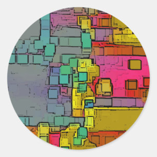 Adesivo Redondo "Metrô" Arte Geométrica