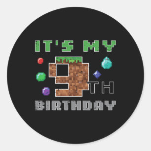 Adesivo Redondo Meu 9º Aniversário Pixel 9 Gamer Vídeo Jogos Menin